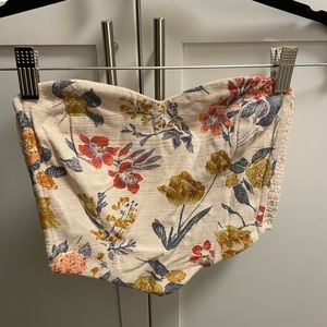 Floral strapless cropped festival top